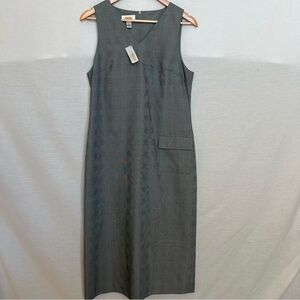 NWT Talbots Checkered Gray(Black & White) Fitted Midi Sleeveless Twee Dress